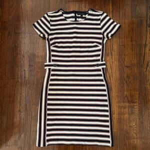 Banana Republic Preppy Striped Nautical Navy White Dress Women Size 4